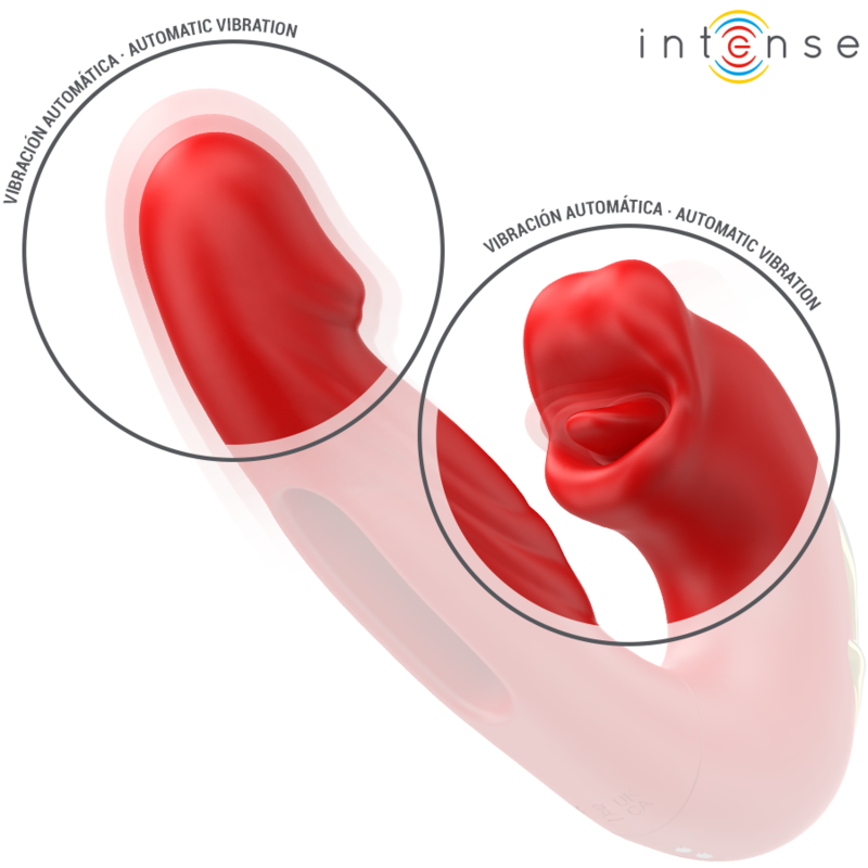 INTENSE - NATHY DOPPIO VIBRATORE CON BOCCA STIMOLANTE MULTIFUNZIONE ROSSO