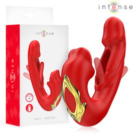 Intense Nathy Vibratore Doppio con Stimolatore Bocca Rosso