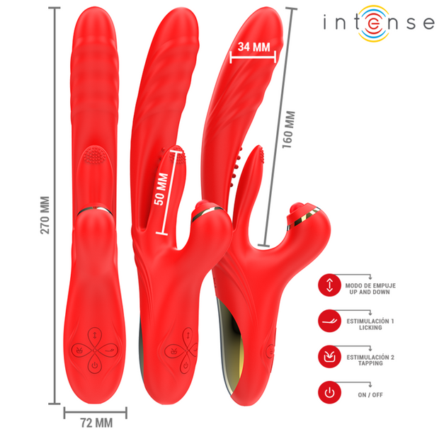 INTENSE - VIBRATORE MULTIFUNZIONE ROSALIA 3 IN 1 ROSSO