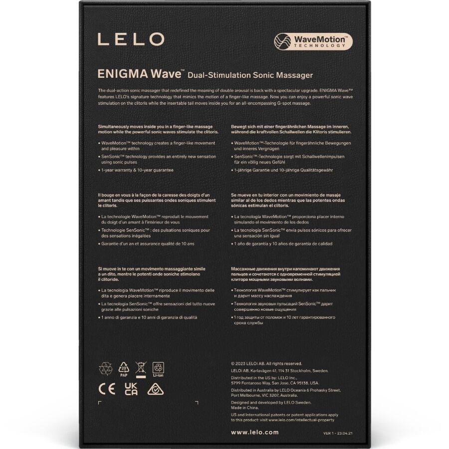 LELO Enigma Wave Massaggiatore a Tripla Vibrazione Premium Nero - immagine 5