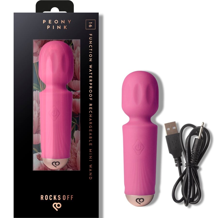 Rocks-Off Mini Wand Ricaricabile 16 Funzioni in Silicone Rosa