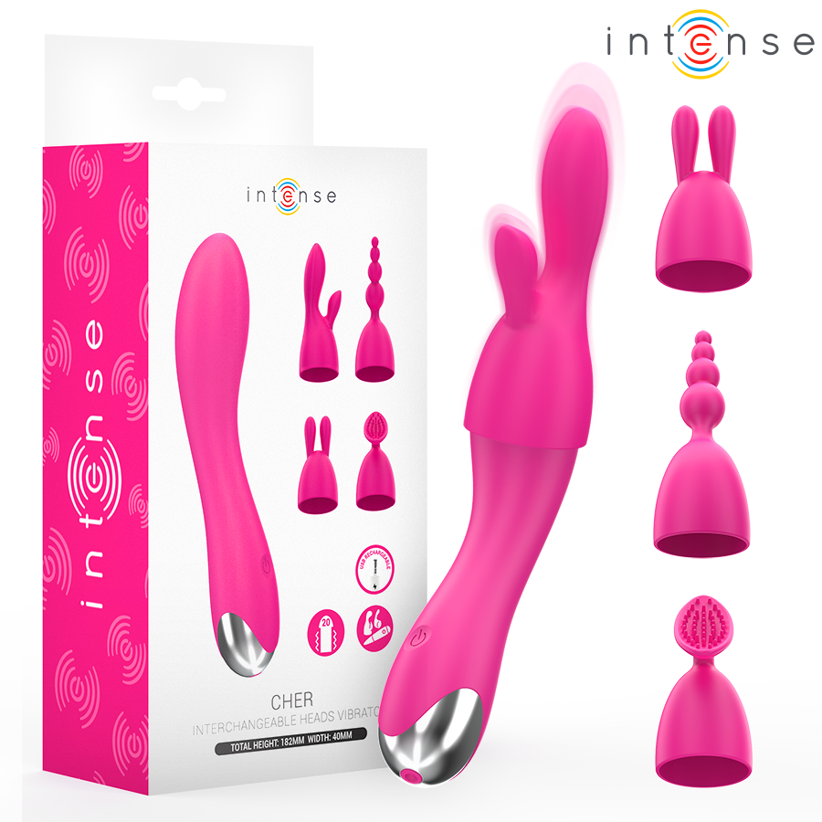 Intense Cher Vibratore Premium con 20 Modalità e Testine Intercambiabili