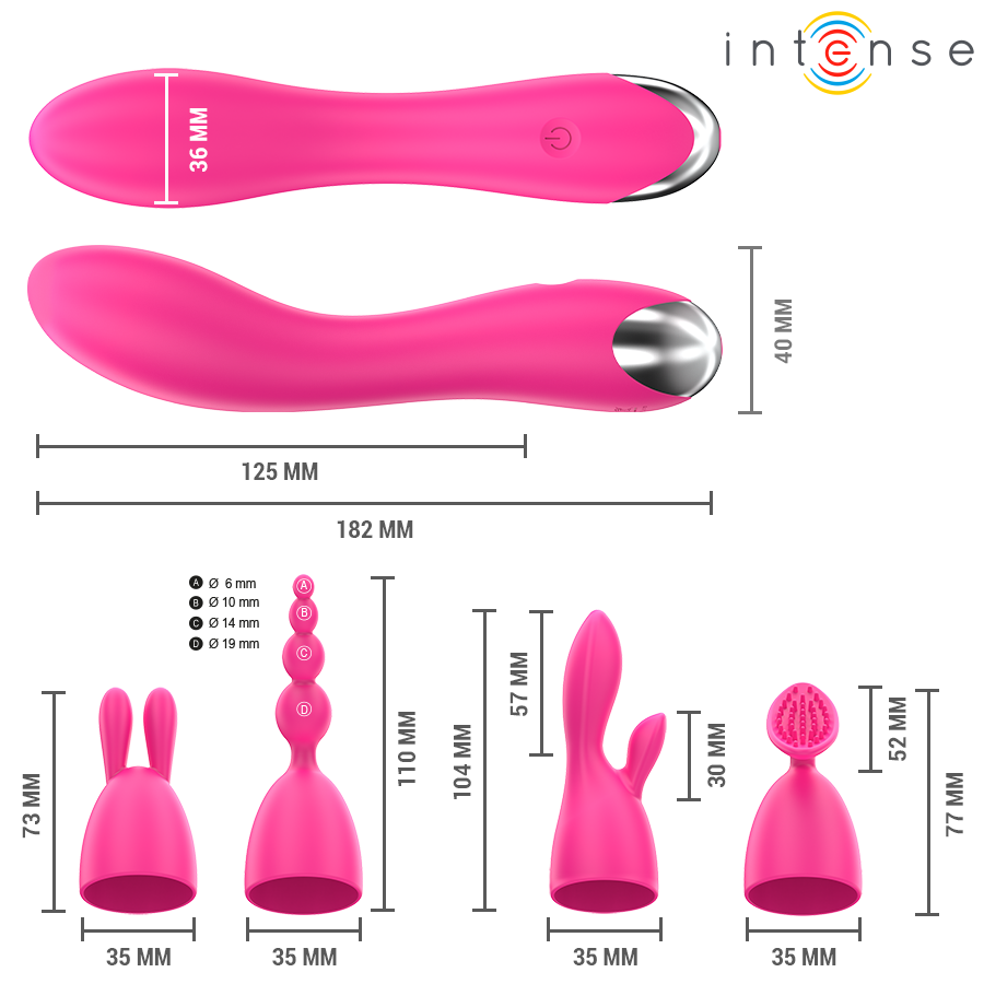 Intense Cher Vibratore Premium con 20 Modalità e Testine Intercambiabili - immagine 3