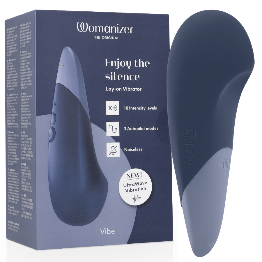 Womanizer Vibe Lay-On Vibratore Clitorideo Silenzioso Blu