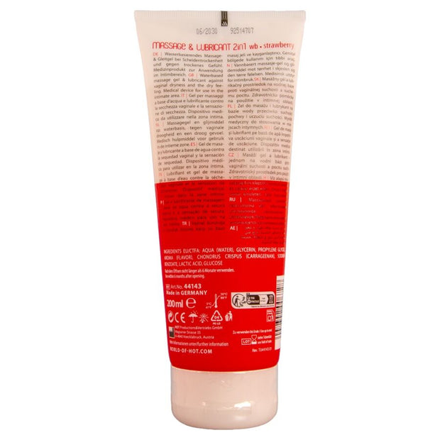 Hot Massage & Glide Gel 2in1 Fragola 200ml Base Acqua - immagine 2