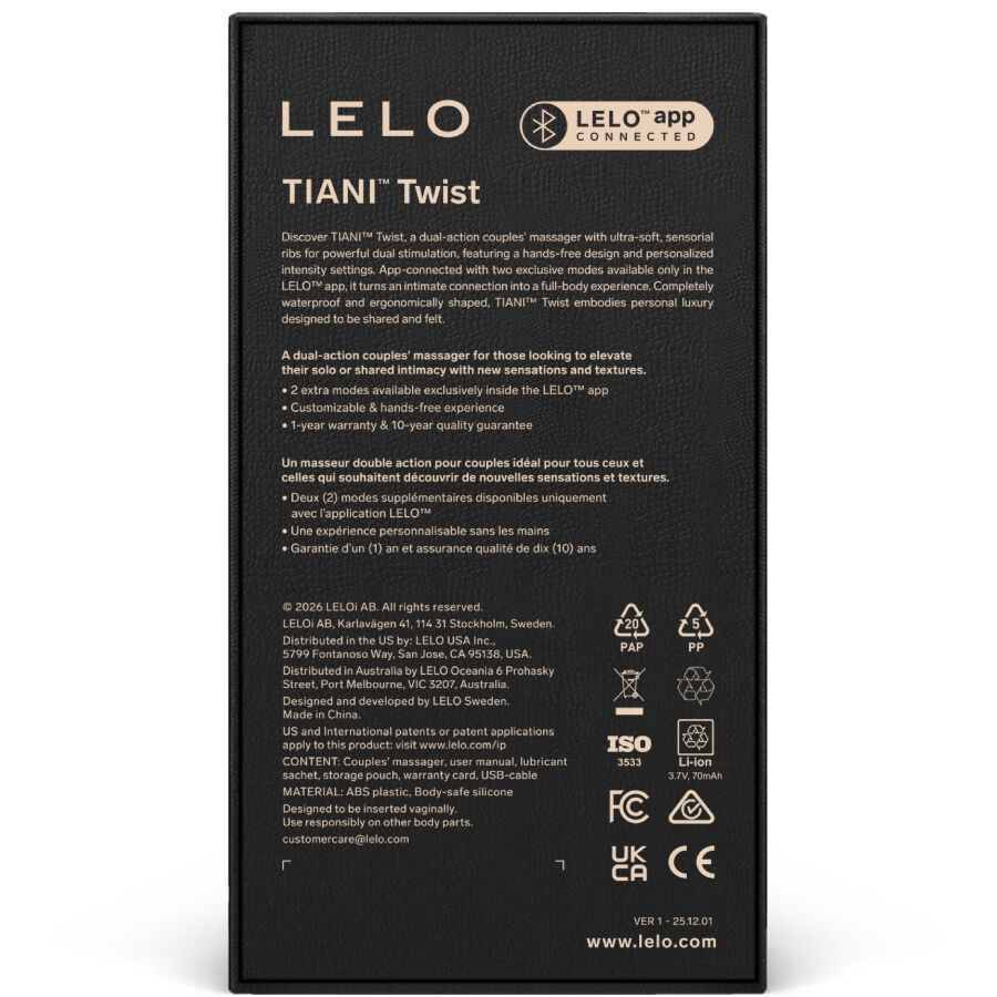 LELO Tiani Twist Vibratore per Coppie in Silicone Lavanda - immagine 4
