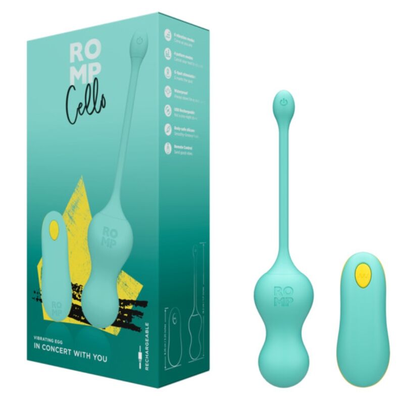 Romp Cello Vibratore a Uovo con Telecomando Wireless Turchese - immagine 6