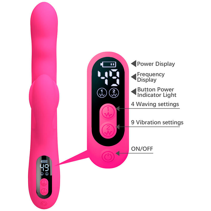 Intense Vibratore Rabbit Multifunzione con Display LED Rosa - immagine 8