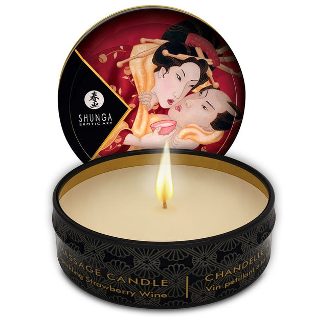 Shunga Caress by Candlelight Mini Candela Massaggio Fragola 30ml