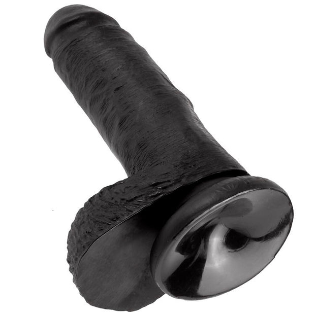 King Cock - 7 Dildo Nero Con Palle 17,8 Cm