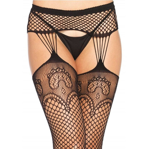 Leg Avenue - Calze A Rete Con Linee A Giarrettiera