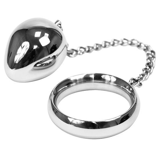 Metal Hard - Anello Per Il Pene 50Mm + Catena Con Palla Di Metallo