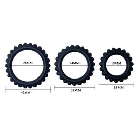Baile - Titan Set 3 Pezzi Anello Per Il Pene Nero 2,8 + 2,4 + 1,9 Cm