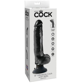 King Cock - Fallo Vibrante 23 Cm Con Palle Nero