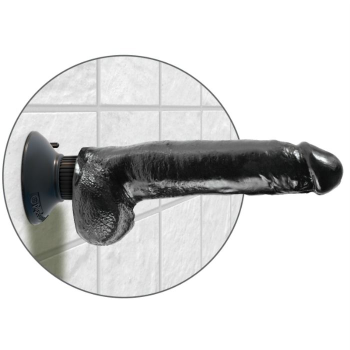 King Cock - Fallo Vibrante 23 Cm Con Palle Nero