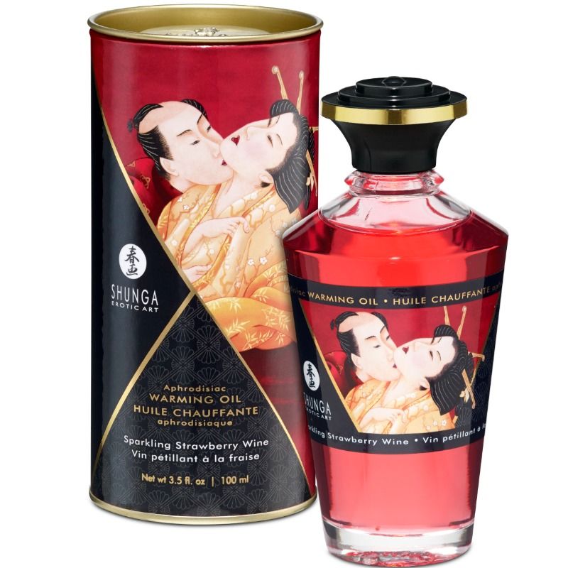 Shunga Olio da Massaggio Effetto Calore Fragola e Champagne 100ml