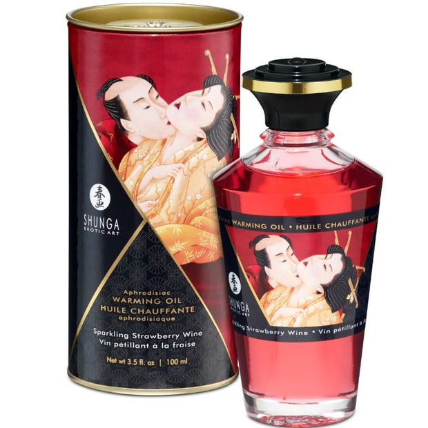 Shunga Olio da Massaggio Effetto Calore Fragola e Champagne 100ml