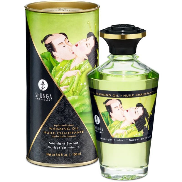 Shunga Olio Massaggio Effetto Calore Sorbetto di Mezzanotte 100ml