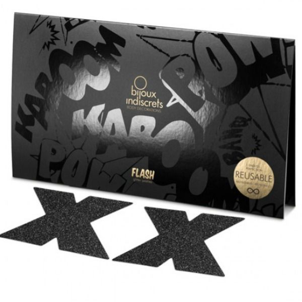 Bijoux Indiscrets Flash Cross Copricapezzoli Adesivi Neri - immagine 3