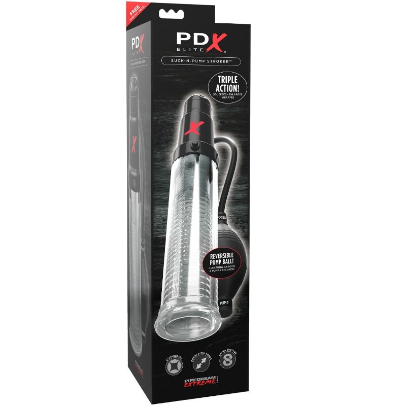PDX ELITE - SUCK N PUMP STROKER MASTURBATORE VIBRANTE POMPA AD ONDA STIMOLANTE