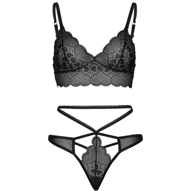 Leg Avenue - Set 2 Piezas Con Tanga Doble Tiranta M/L Negro