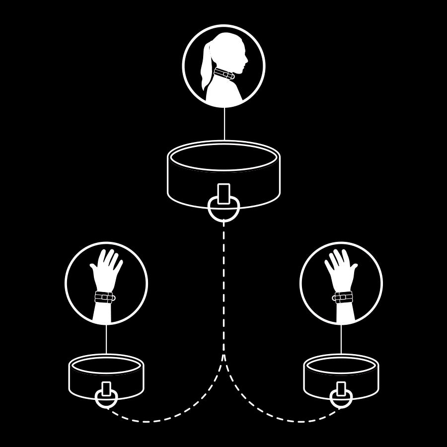 Fetish Submissive - Collana E Manette In Pelle Vegana Con Fodera In Noprene