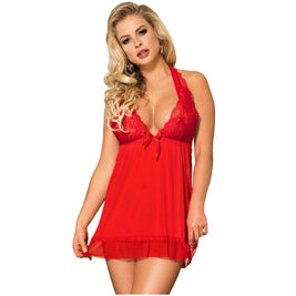 Subblime - Babydoll Rosso Motivi Floreali Sul Seno L/Xl