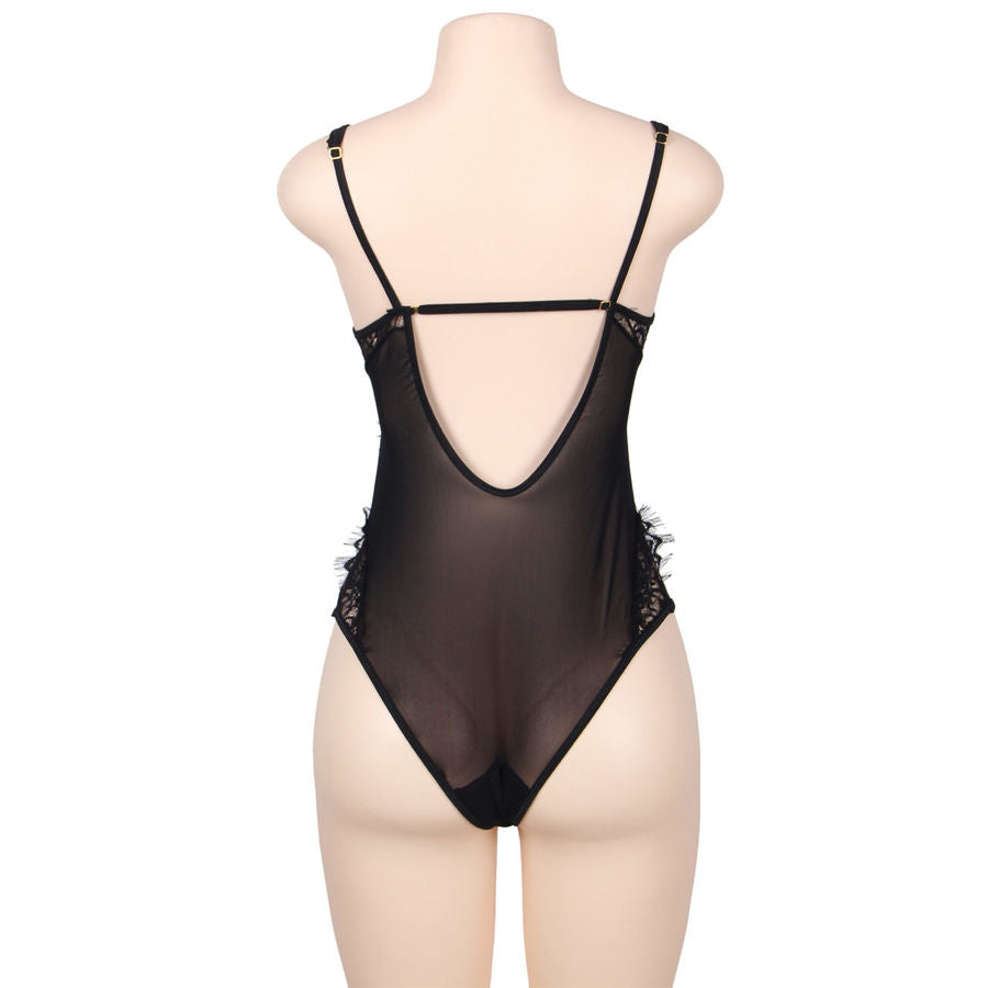 Subblime - Queen Plus Pizzo Floreale E Teddy Nero Con Frange