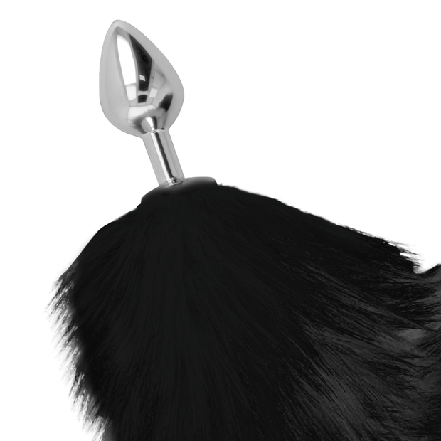 Darkness - Plug Anale Argento 8 Cm Con Coda Nera
