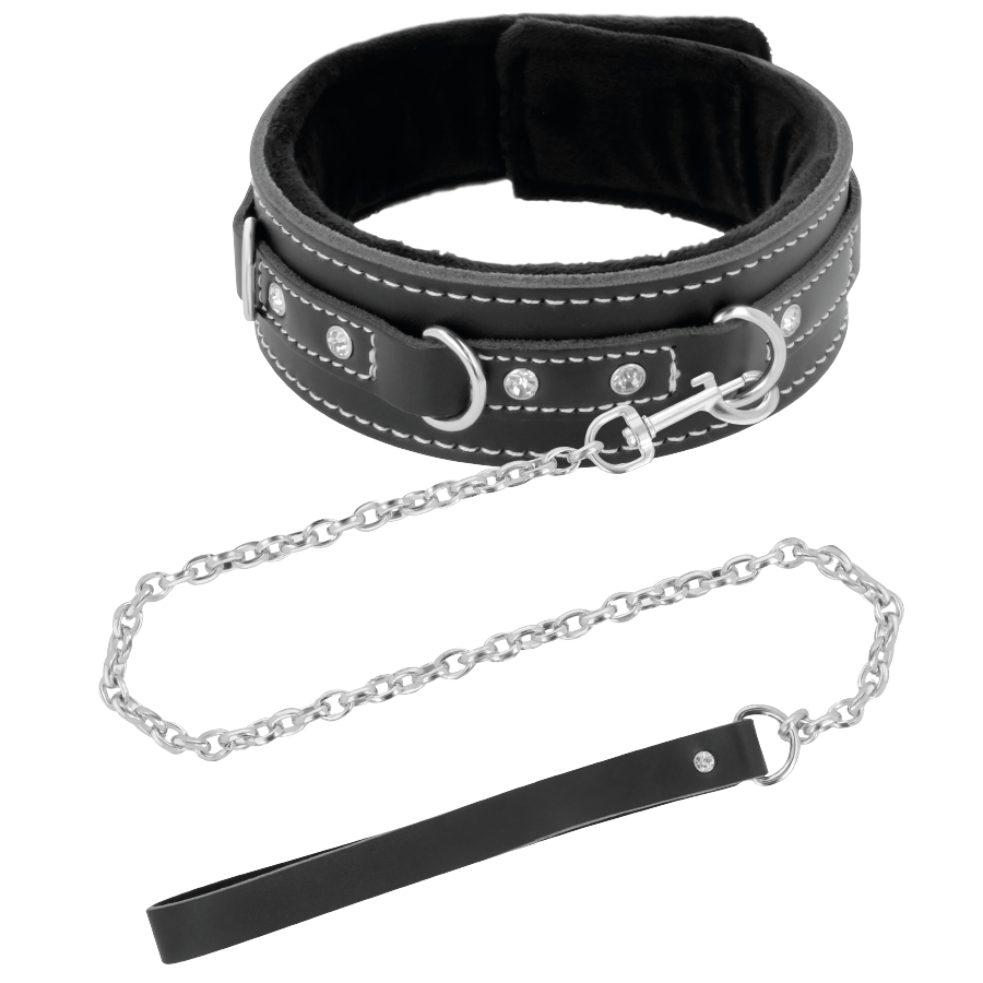 Darkness - Collana In Pelle Di Alta Qualità Con Guinzaglio