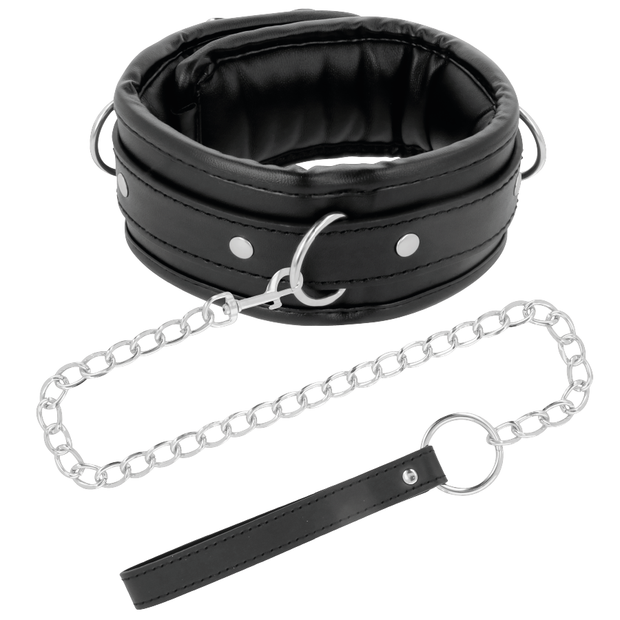 Darkness - Collana In Morbida Pelle Con Catena
