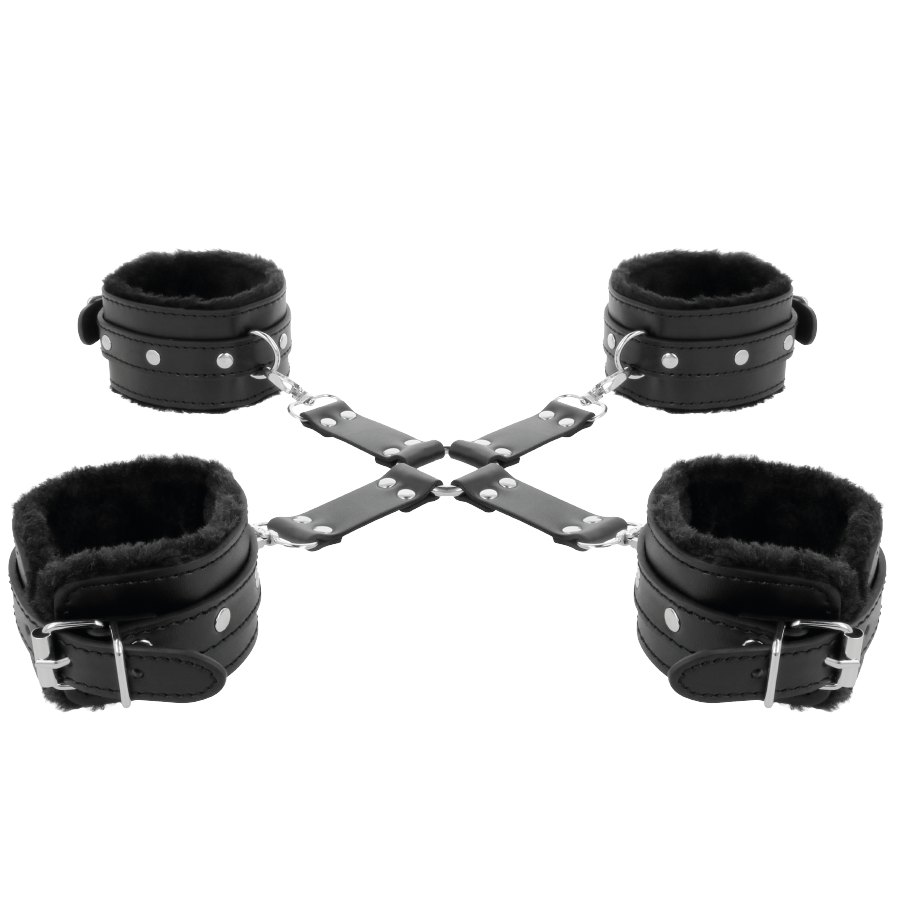 Oscurità - Manette In Cuoio Per Piedi E Mani Nere