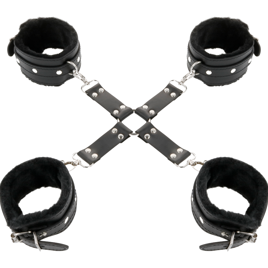 Oscurità - Manette In Cuoio Per Piedi E Mani Nere