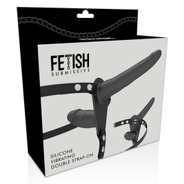 Imbracatura Sottomessa Fetish - Vibratore Nero A Doppia Penetrazione