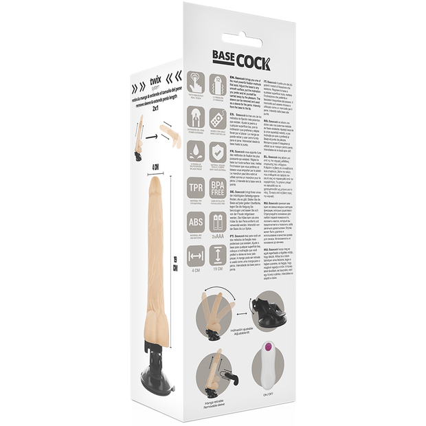 BASECOCK - VIBRATORE REALISTICO TELECOMANDO NERO 19 CM -O- 4 CM