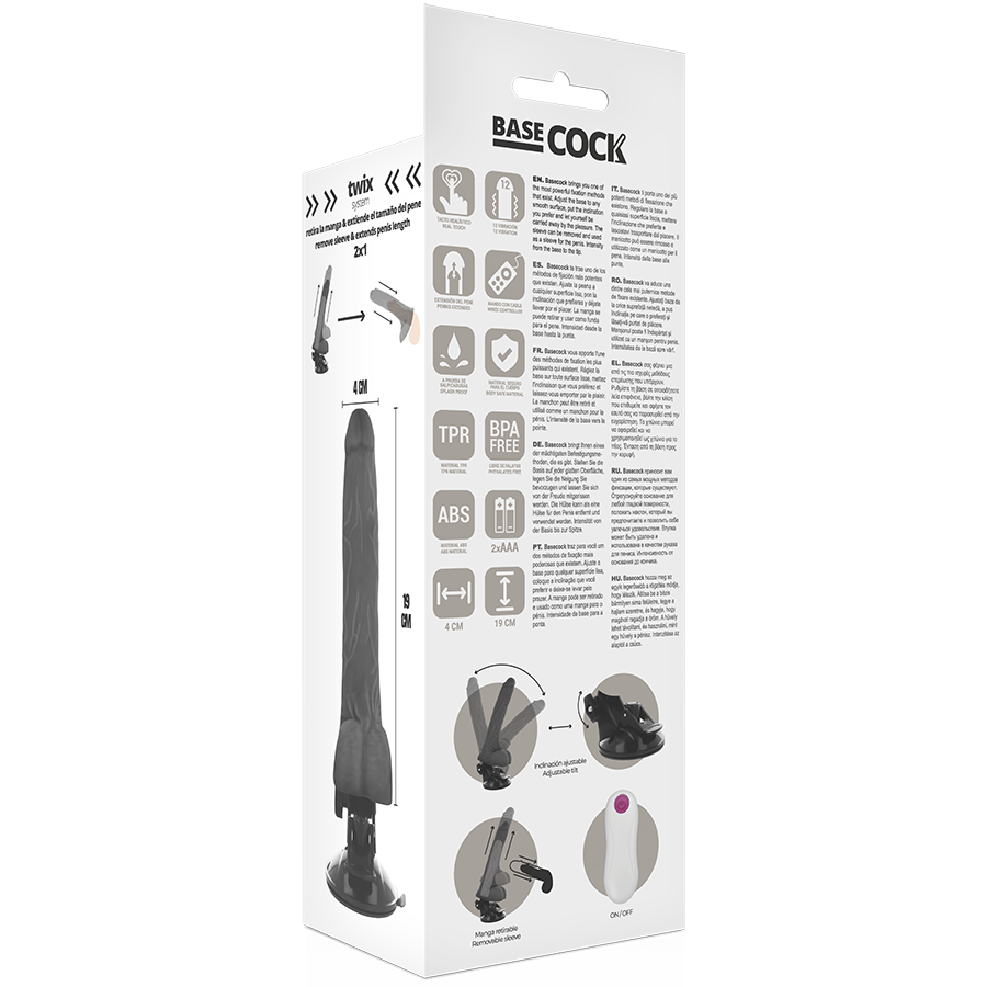 Basecock - Vibratore Realistico Telecomando Carne 19 Cm -O- 4 Cm