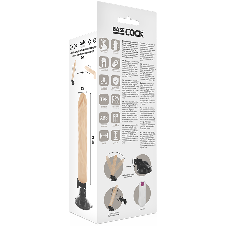 BASECOCK - VIBRATORE REALISTICO TELECOMANDO NERO 21 CM -O- 4 CM