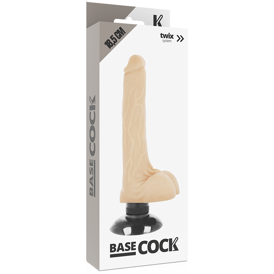 BASECOCK - VIBRATORE REALISTICO BASECOCK 2-1 NERO 18.5 CM -O- 4 CM