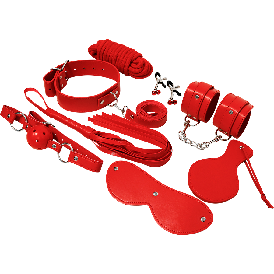 Set Accessori Intimi EXPERIENCE in Ecopelle Rossa Premium