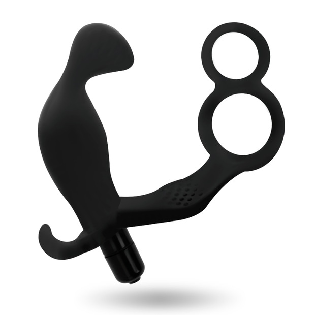 Addicted Toys - Plug Anale Con Doppio Anello Per Il Pene E Testicoli Nero