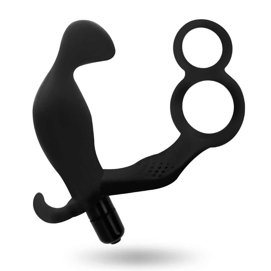 Addicted Toys - Plug Anale Con Doppio Anello Per Il Pene E Testicoli Nero