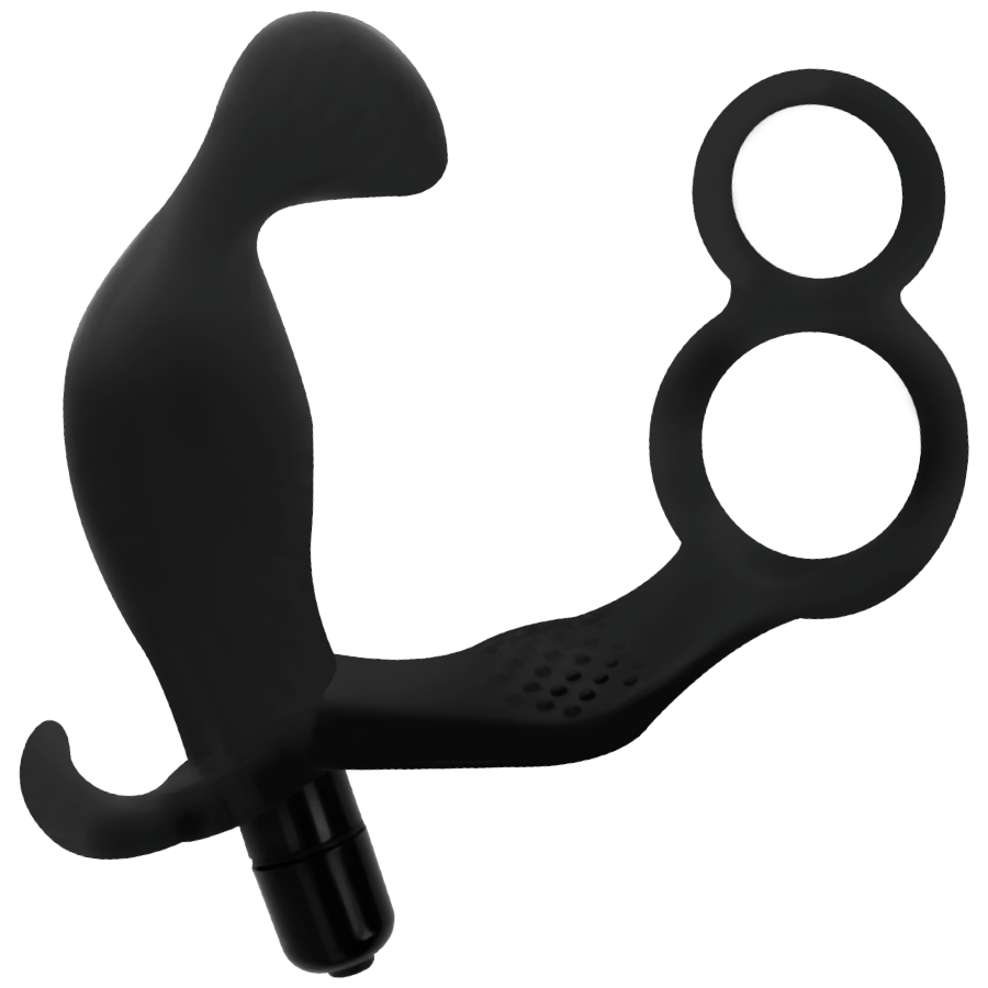 Addicted Toys - Plug Anale Con Doppio Anello Per Il Pene E Testicoli Nero