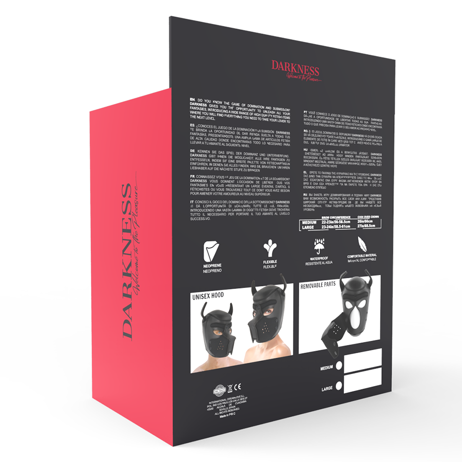 Darkness - Maschera In Neoprene Per Cani Con Musello Rimovibile L