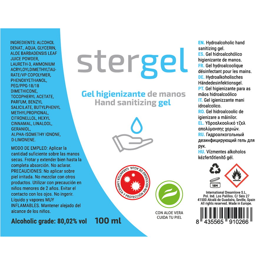 Stergel - Gel Igienizzante Mani Idroalcolico Aloe Vera 100Ml