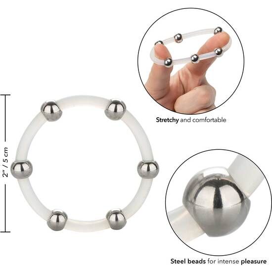 Calexotics - Anello In Silicone Con Perline In Acciaio Xl