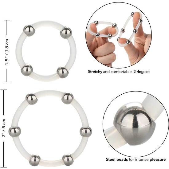 Calexotics - Set Di Anelli In Silicone Con Perline In Acciaio