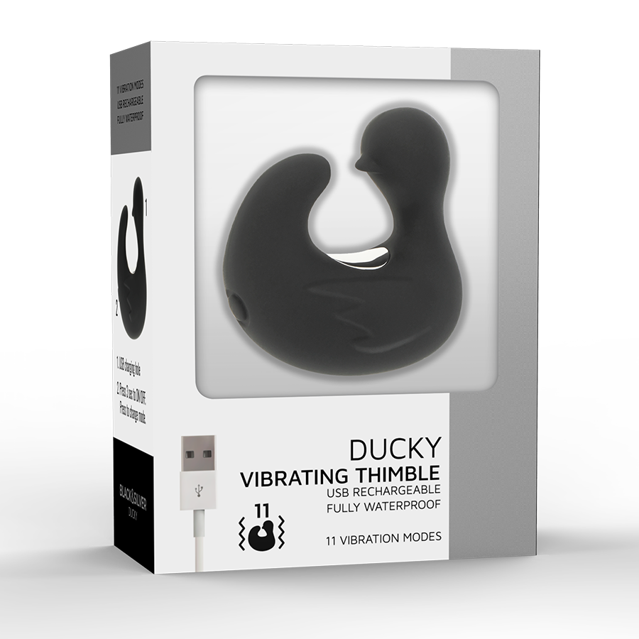 Black&Silver Duckymania Vibratore da Dito in Silicone Ricaricabile - immagine 8