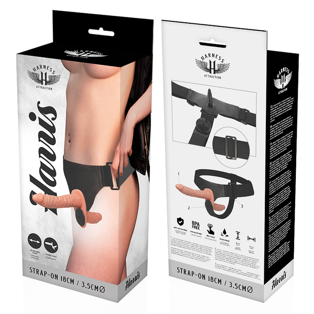 Imbracatura Attrazione - Harris Doppia Penetrazione Con Vibrazione 18 Cm -O- 3,5 Cm