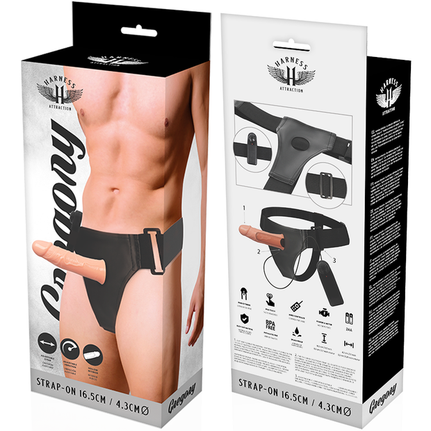 Imbracatura Attrazione - Gregory Hollow Rnes Con Vibratore 16,5 Cm -O- 4,3 Cm