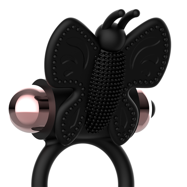 Coquette Chic Desire - Anello Per Il Pene A Farfalla Con Vibratore Nero/Oro